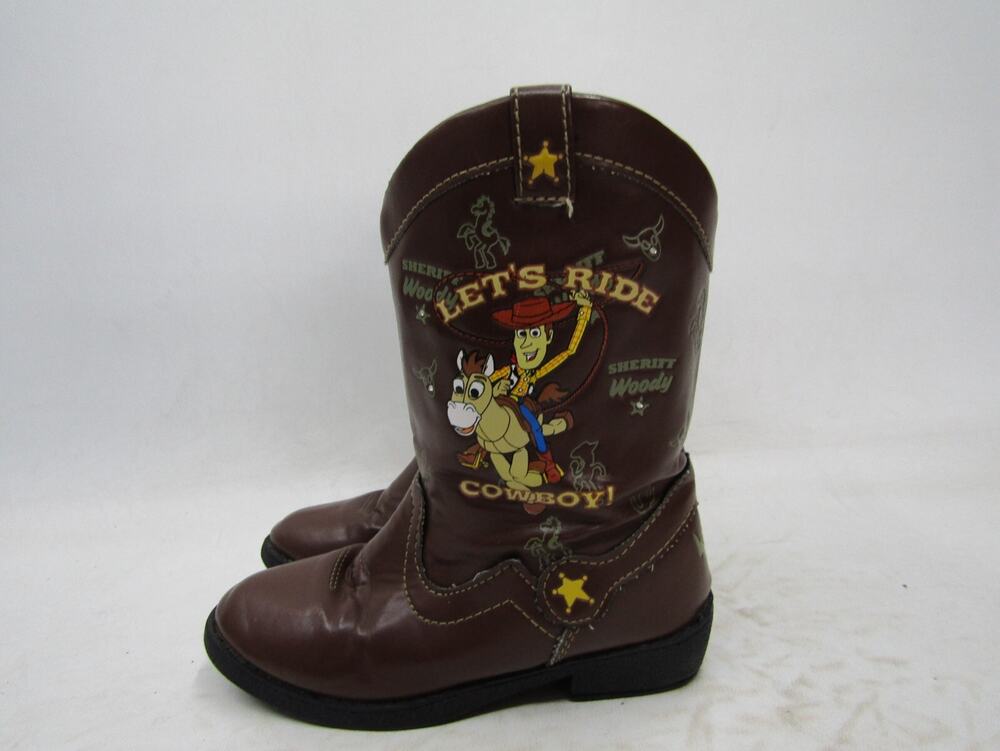 Disney Toy Story Woody Little Kids Youth Size 10 Brown Zip Cowboy Boots